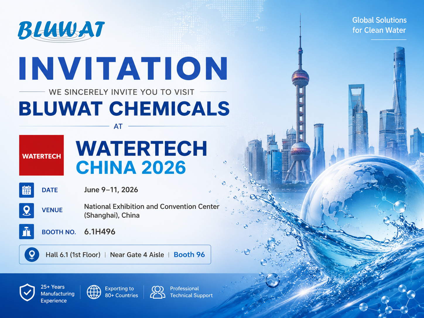 أحدث مدونات الشركة حول تعرف على شركة Bluwat Chemicals في WATERTECH CHINA 2026 - دعوة لمعرض شنغهاي